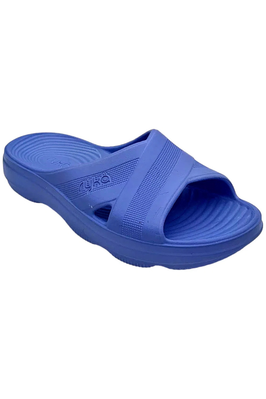 Ryka Women's Cross Band Recovery Slide Sandals Refresh Blue - Medium